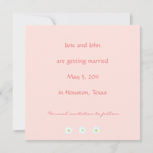 Madeliefjes Save the Date sjabloon met rand Kaart (Achterkant)