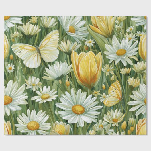 Madeliefjes, Tulpen & Vlinders Cadeaupapier (Vlak)