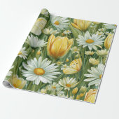 Madeliefjes, Tulpen & Vlinders Cadeaupapier (Uitgerold)