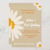 Madeliefjes uitnodiging  madeliefjes verjaardagska (Voorkant / Achterkant)