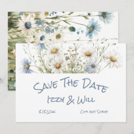 Madeliefjes & Vervagde Denim Bruiloft in Landelijk Save The Date