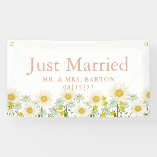  madeliefjes zijn net getrouwd met autospandoek spandoek (Horizontaal)