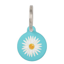 Madeliefjesbloem geïllustreerd op blauw met huisdi