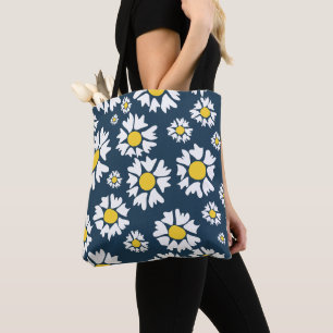 Madeliefjespatroon, Bloemmotief, Witte Madeliefjes Tote Bag
