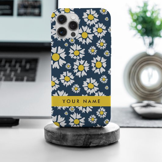 Madeliefjespatroon, Witte Madeliefjes, Uw Naam iPhone Hoesje