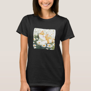 Madeliefjesweide met kat in de zomer voor jongens t-shirt