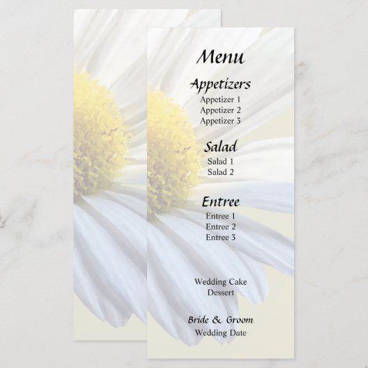 Madeliefschaduw en licht menu (Voorkant / Achterkant)