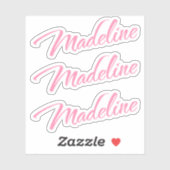 Madeline Decoratieve Naam in Roze x3 Sticker (Vel)