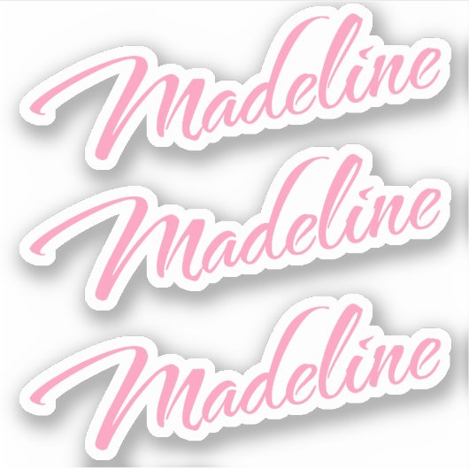 Madeline Decoratieve Naam in Roze x3 Sticker (Voorkant)