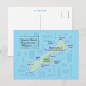 Madeline Island Teal Kaart Ansichtkaart  (Voorkant / Achterkant)