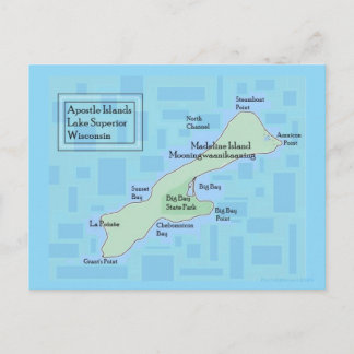 Madeline Island Teal Kaart Ansichtkaart