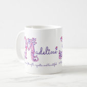 Madeline-naam die de letter M monogram-mok beteken Koffiemok (Voorkant links)