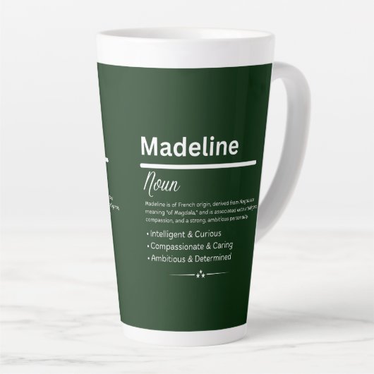 Madeline Personalized Girl Name Latte Mok (Rechterhoek)