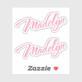 Madelyn Decoratieve Naam in Roze x2 Sticker (Vel)
