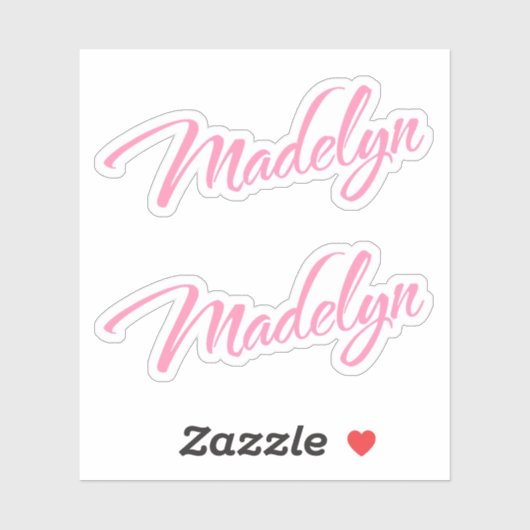 Madelyn Decoratieve Naam in Roze x2 Sticker (Vel)