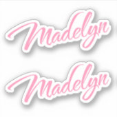 Madelyn Decoratieve Naam in Roze x2 Sticker (Voorkant)