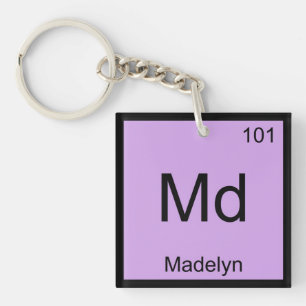 Madelyn naam scheikunde element periodiek systeem sleutelhanger
