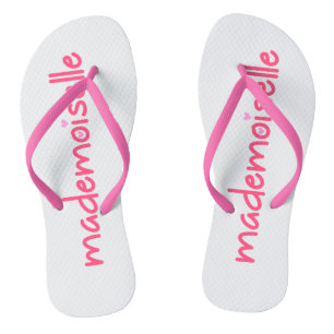 Mademoiselle Fun Typography French Quote Flipflops Teenslippers