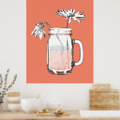 maden jar daisies canvas afdrukken poster (Keuken)