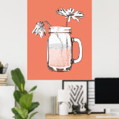 maden jar daisies canvas afdrukken poster (Thuiskantoor)