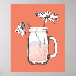 maden jar daisies canvas afdrukken poster