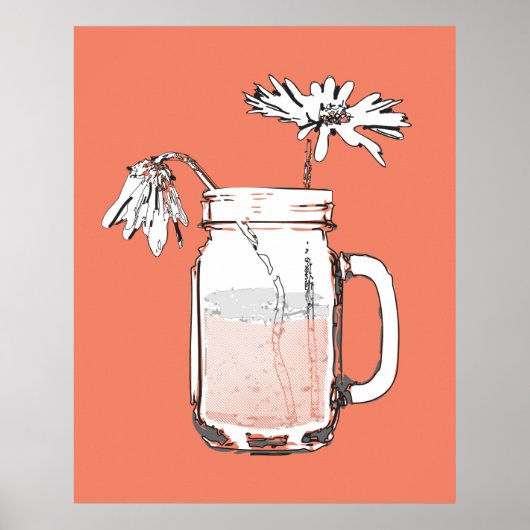 maden jar daisies canvas afdrukken poster (Voorkant)