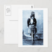 Madge Lessing on Bike - Vintage 1902 - CYan Briefkaart (Voorkant / Achterkant)