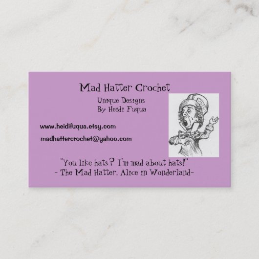 madhatter, Mad Hatter Crochet, unieke Design B... Visitekaartje (Voorkant)