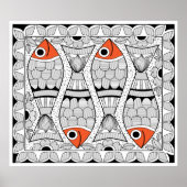 Madhubani 4 Fish Poster (Voorkant)