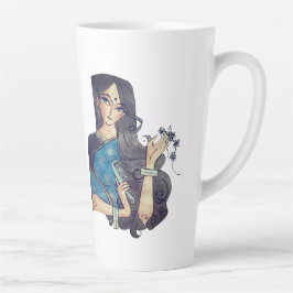Madhubani blauwe vis en traditionele Lady Latte Mo Latte Mok