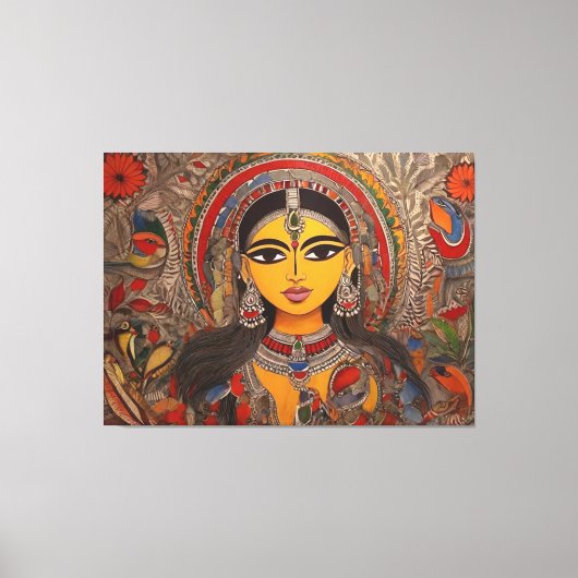 Madhubani Canvas: Tijdloze artistiek op stretched Canvas Afdruk (Voorkant)
