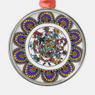 Madhubani Mandala-versiering Metalen Ornament