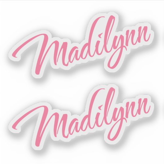 Madilynn naam roze cursief x2 sticker (Voorkant)