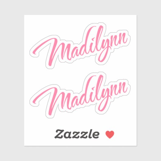 Madilynn naam roze cursief x2 sticker (Vel)