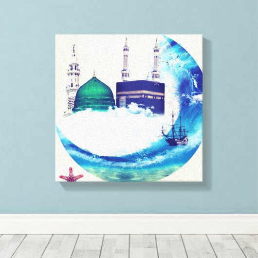 Madina mekka islamitisch canvas kunst ontwerp oost (Insitu (Houten vloer))