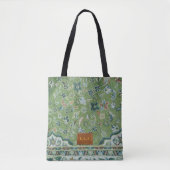 Madinah groene vloerkleedprint leerlook patch cade tote bag (Voorkant)