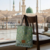 Madinah groene vloerkleedprint leerlook patch cade tote bag