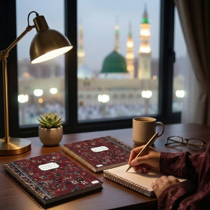 Madinah Vintage Rode Tapijt Print Notitieboek