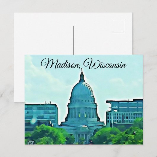 Madision Wisconsin Capitol Afbeelding Briefkaart (Voorkant / Achterkant)