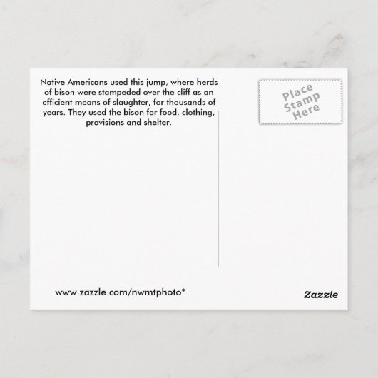 Madison Buffalo Jump Briefkaart (Achterkant)