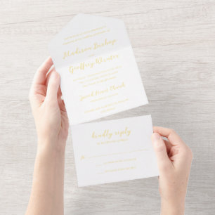 Madison Butter Geel Elegante bruiloft All In One Uitnodiging