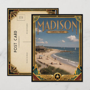 Madison Connecticut Vintage Art Deco Gouden Tijdpe Briefkaart