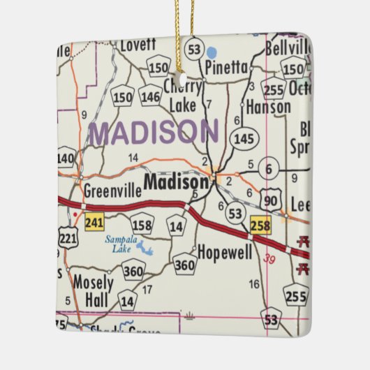 Madison Florida Map Keramisch Ornament (Links)