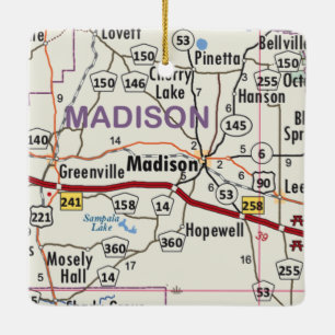 Madison Florida Map Keramisch Ornament