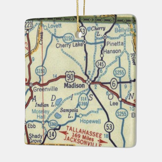 Madison Florida  map Keramisch Ornament (Links)