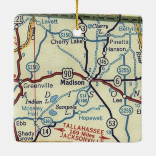 Madison Florida  map Keramisch Ornament (Achterkant)