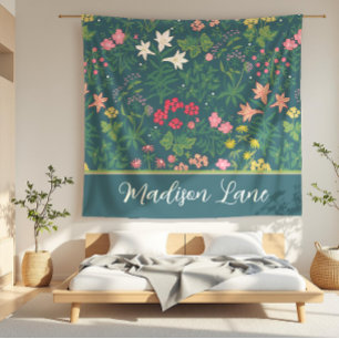 Madison Laine Donkerblauw Art Nouveau Bloemenveld Fleece Deken