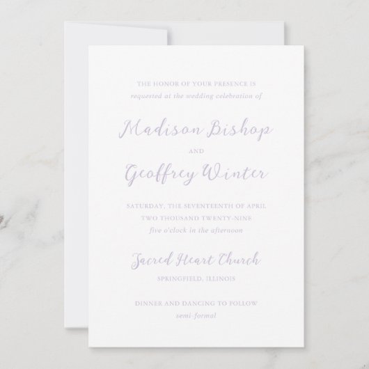 Madison Lila Elegant Wedding Kaart (Voorkant)