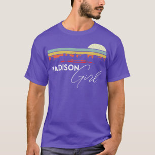 Madison Meisje Retro Sunset City Skyline Souvenir T-shirt
