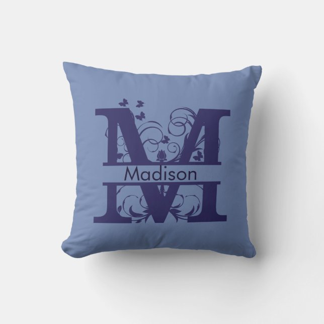 Madison Monogram Butterfly Swirls Kussen (Voorkant)
